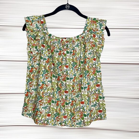 NWT New Girl’s BONPOINT Cotton Floral Summer Peasant Top Blouse size 12 - Picture 6 of 11